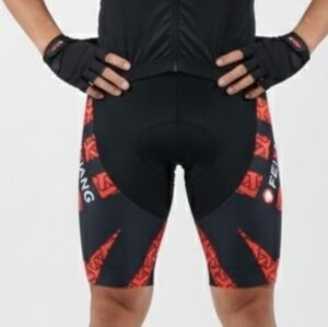 FEXIANG Mens Cycling Shorts Bike Padded Mountain Black Red Size M